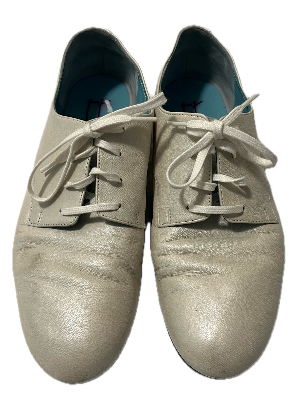 Vintage Thierry Rabotin BlackSole Cream Flat Slip-On Loafers with Laces Size 36.